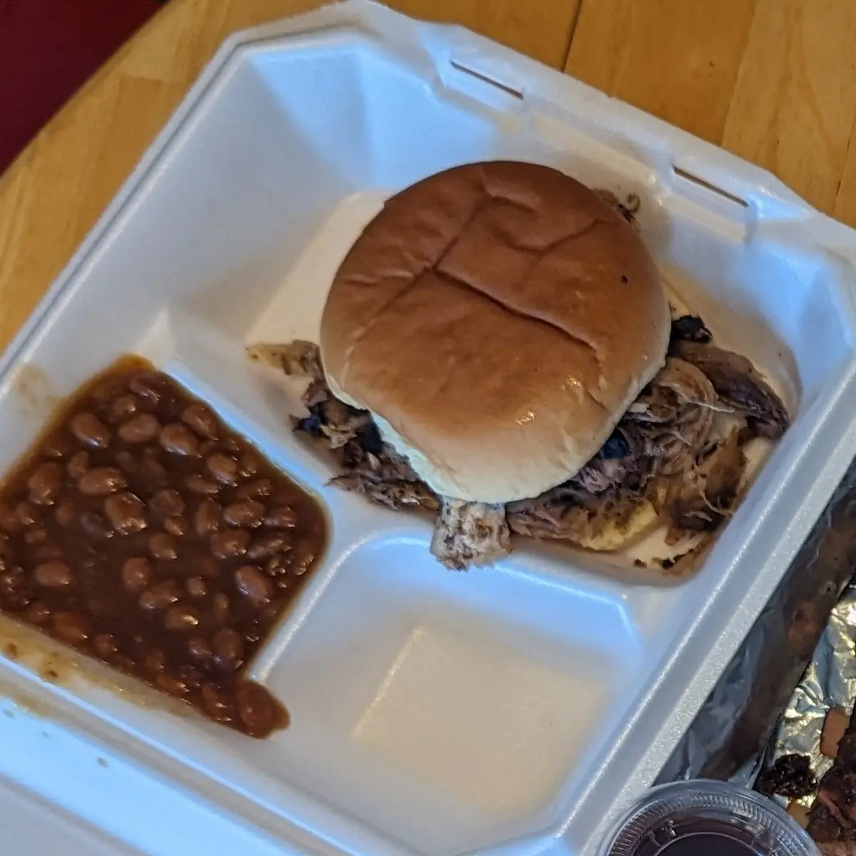 Pulled Pork Sandwich and BBQ Beans