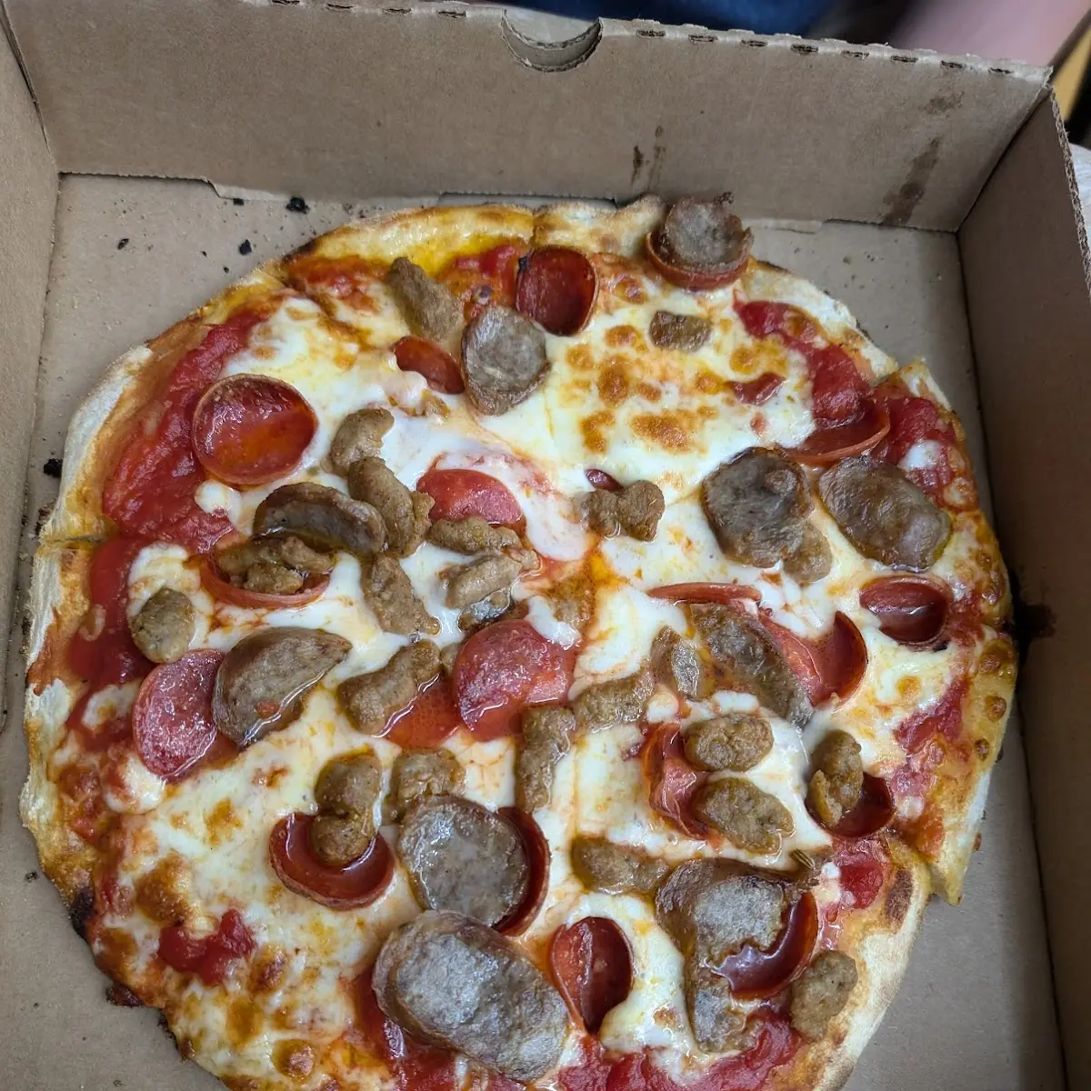 Pepperoni Pizza in Cardboard Box