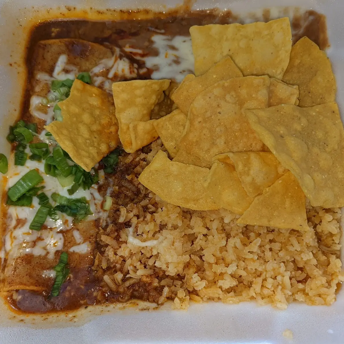 1 Piece Chicken Enchilada Rice and Beans