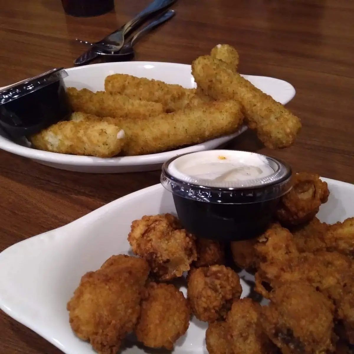 Breaded Mushrooms and Mozzarella Cheese Sticks