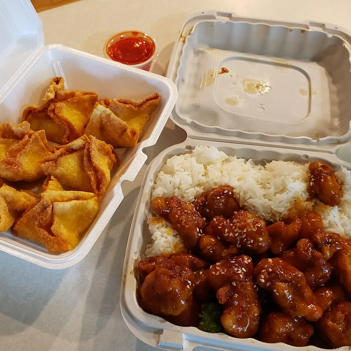 Crab Rangoon and General TSO's Chicken