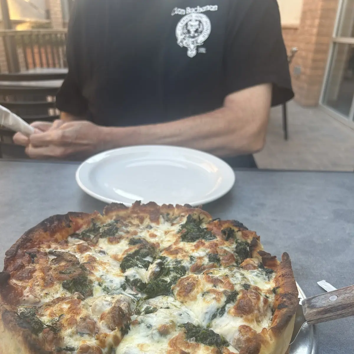 Butter Crisp Pan Pizza with Spinach