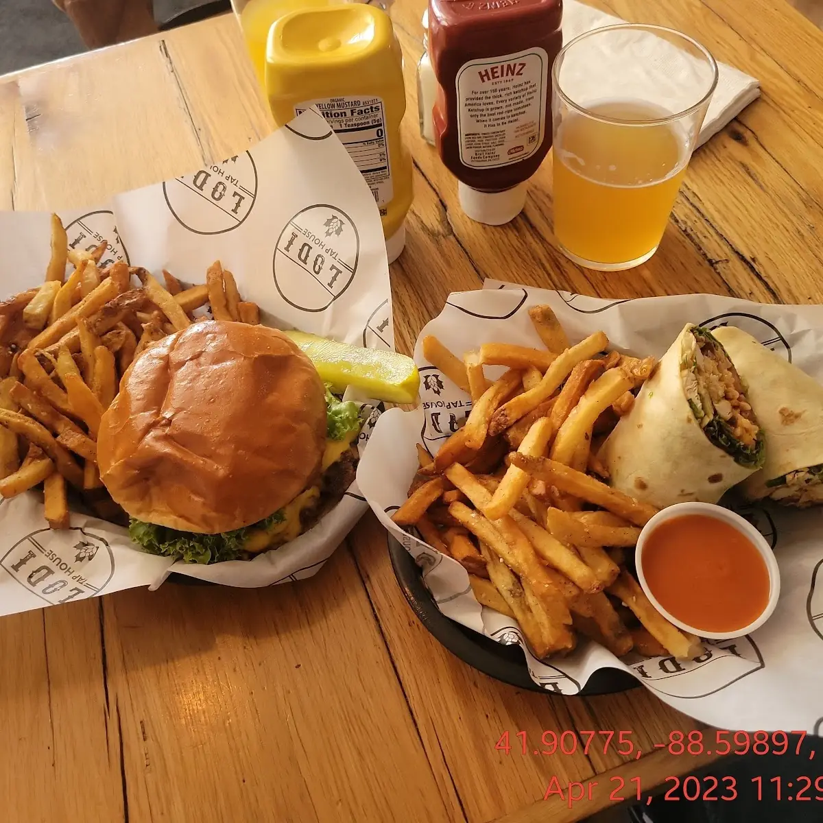 Spicy Chicken Wrap and Cheeseburger