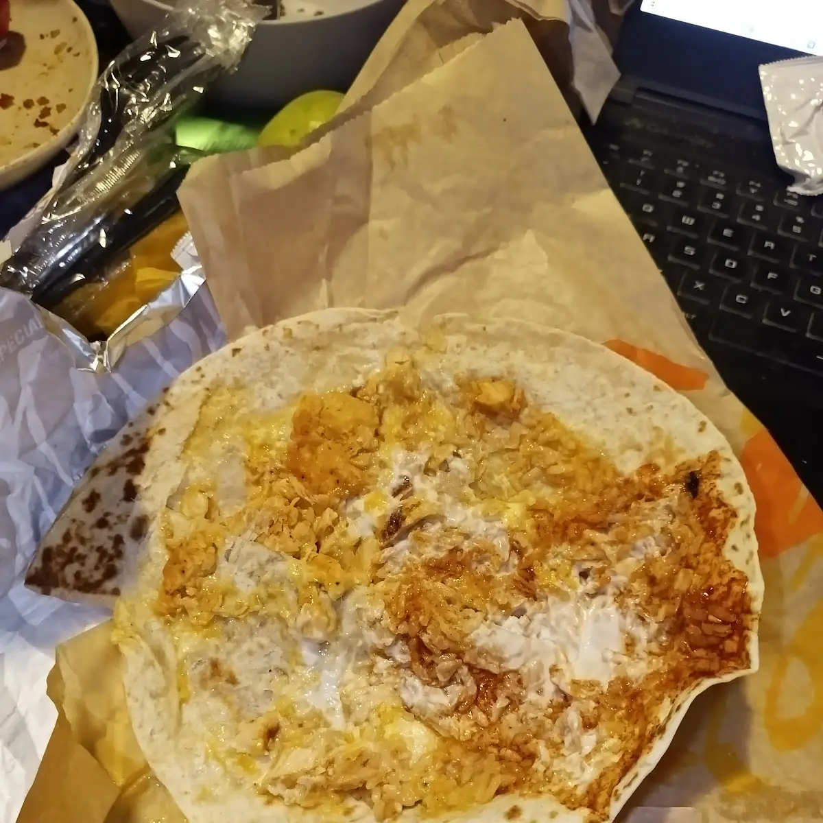 Inside of the Chicken Enchilada Burrito