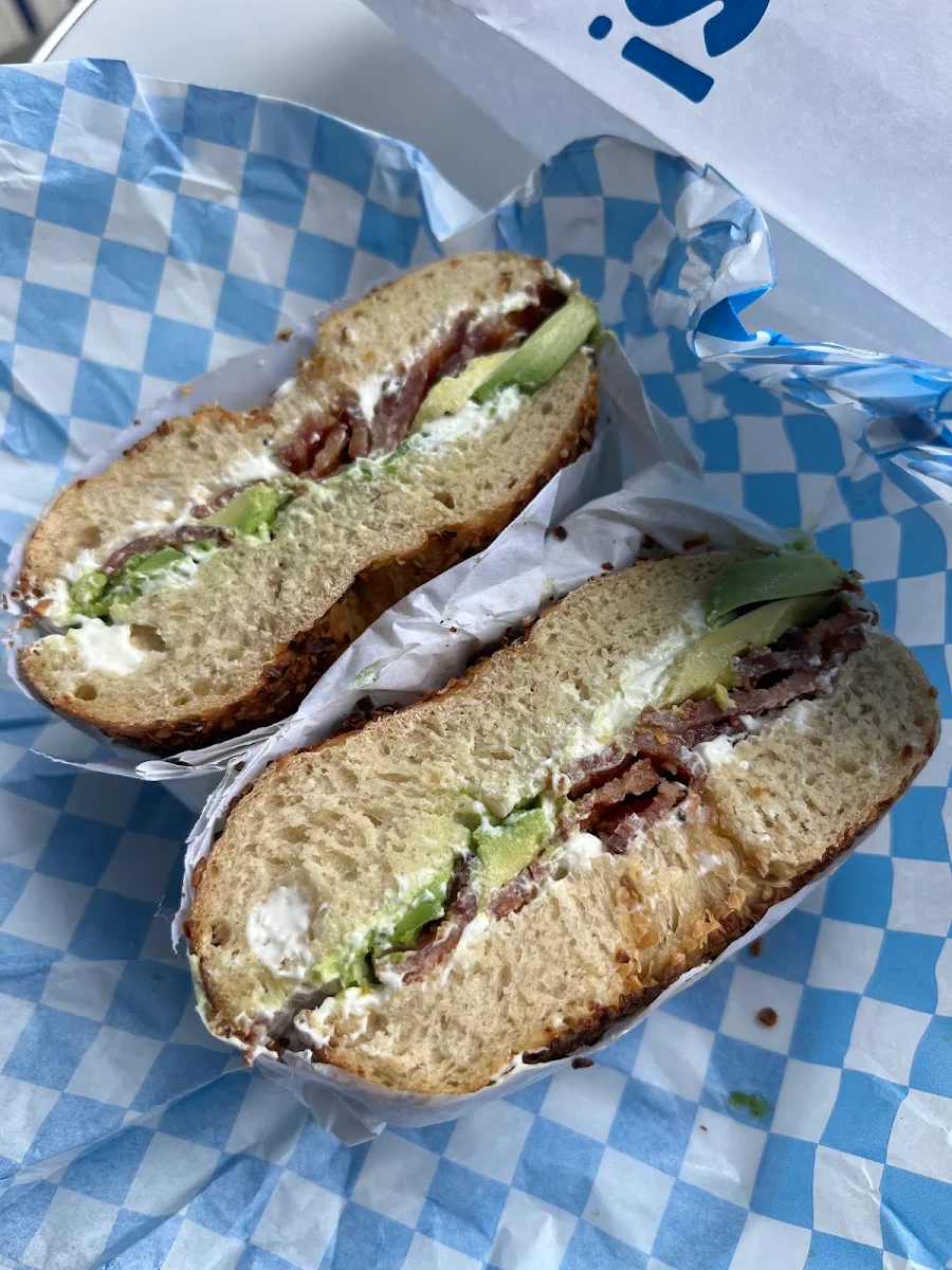 Avocado and Cream Cheese Bagel