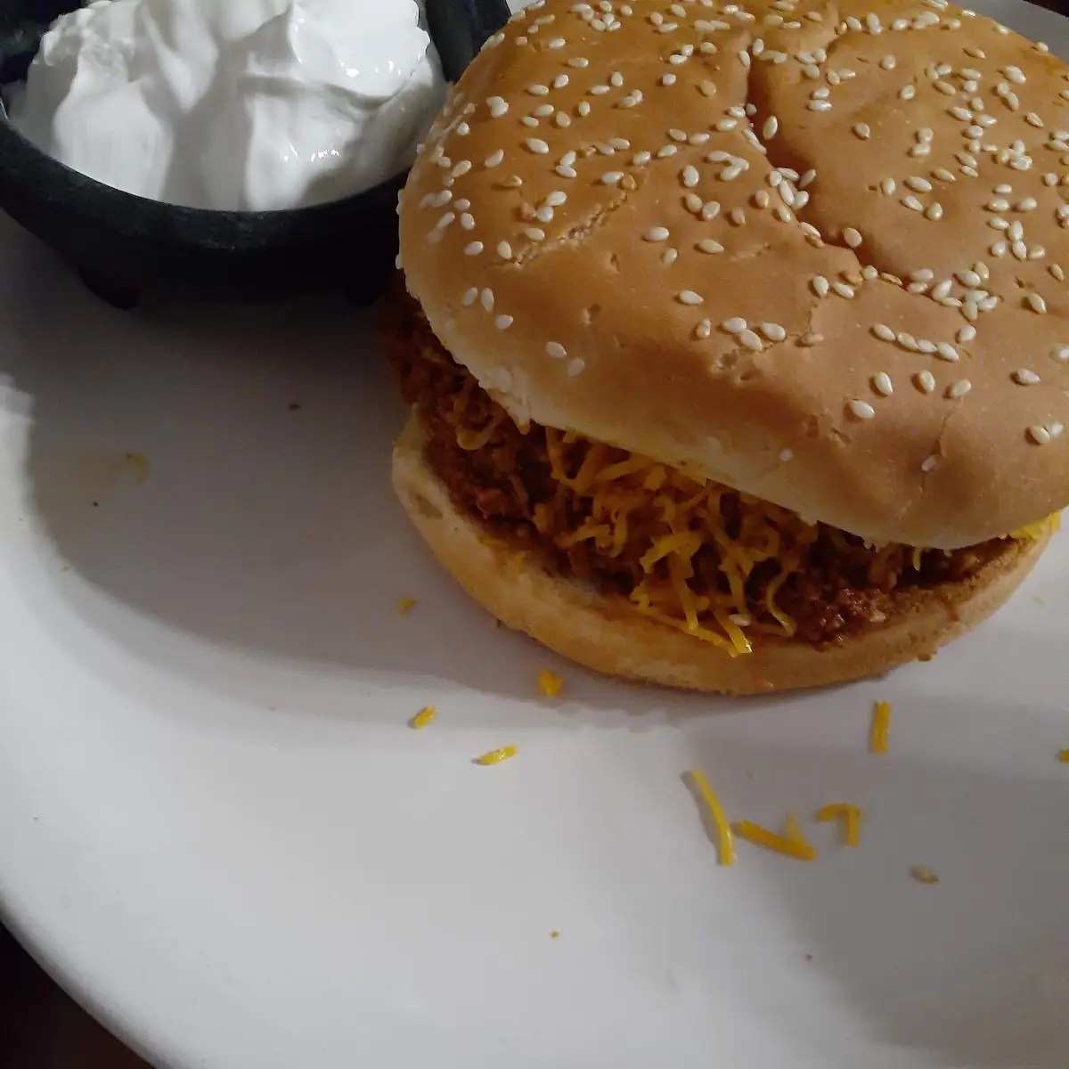 Taco Burger Sour Cream on Side