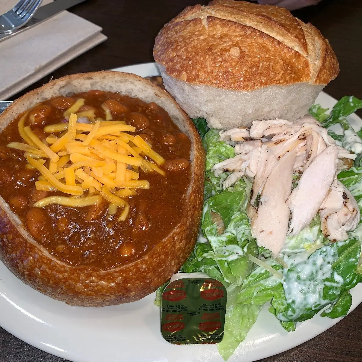 Chili and Chicken Caesar Salad