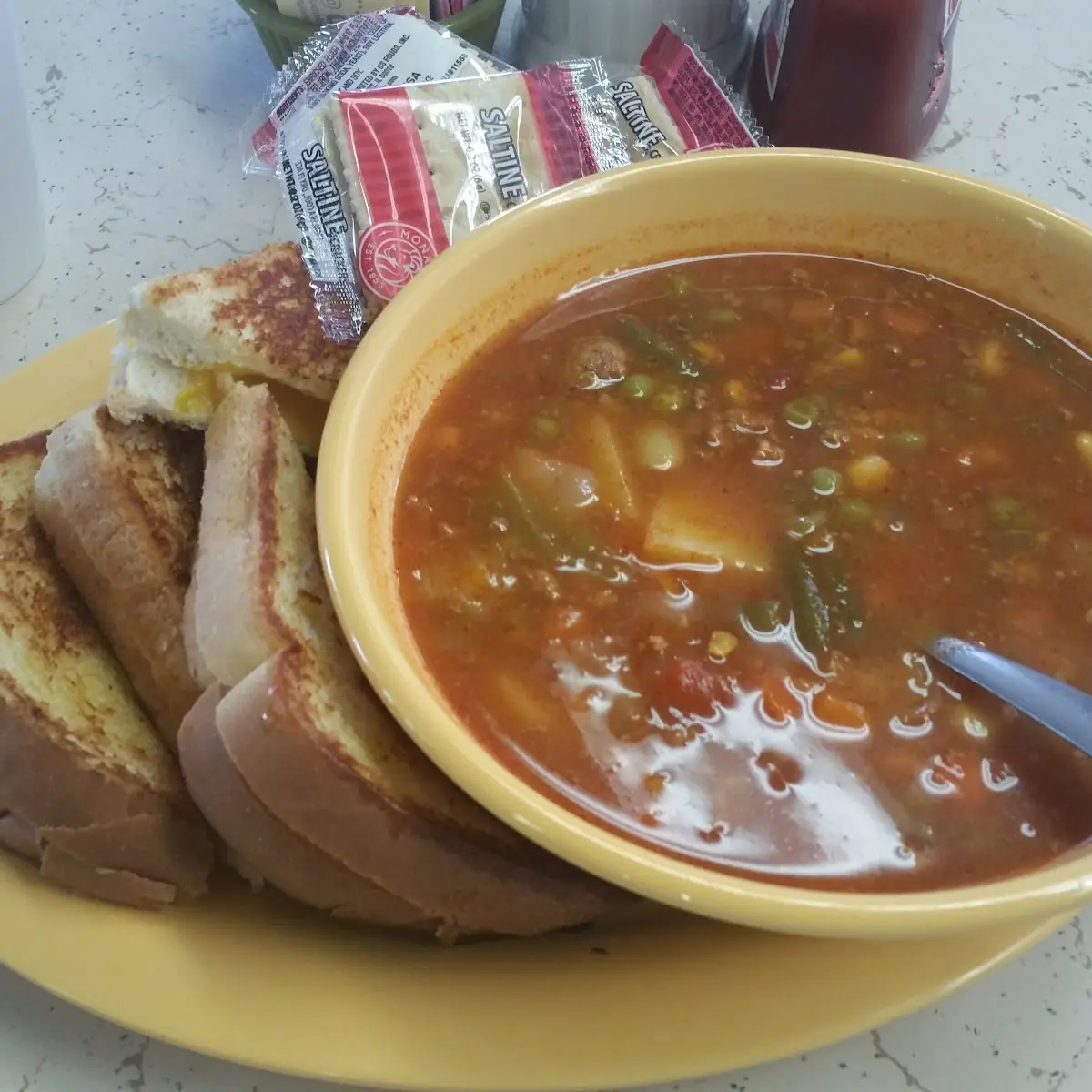 Grilled Cheese & Vegetable Soup