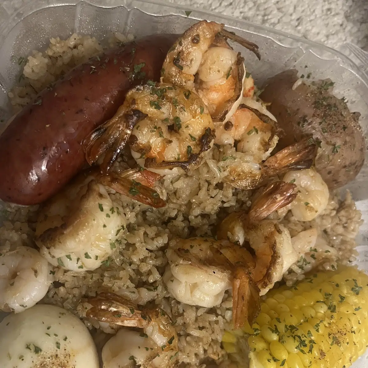 Fully Loaded Whodat Box Whodat Box with Additional 1 Corn 1 Potato 1 Sausage & 1 Boiled Egg