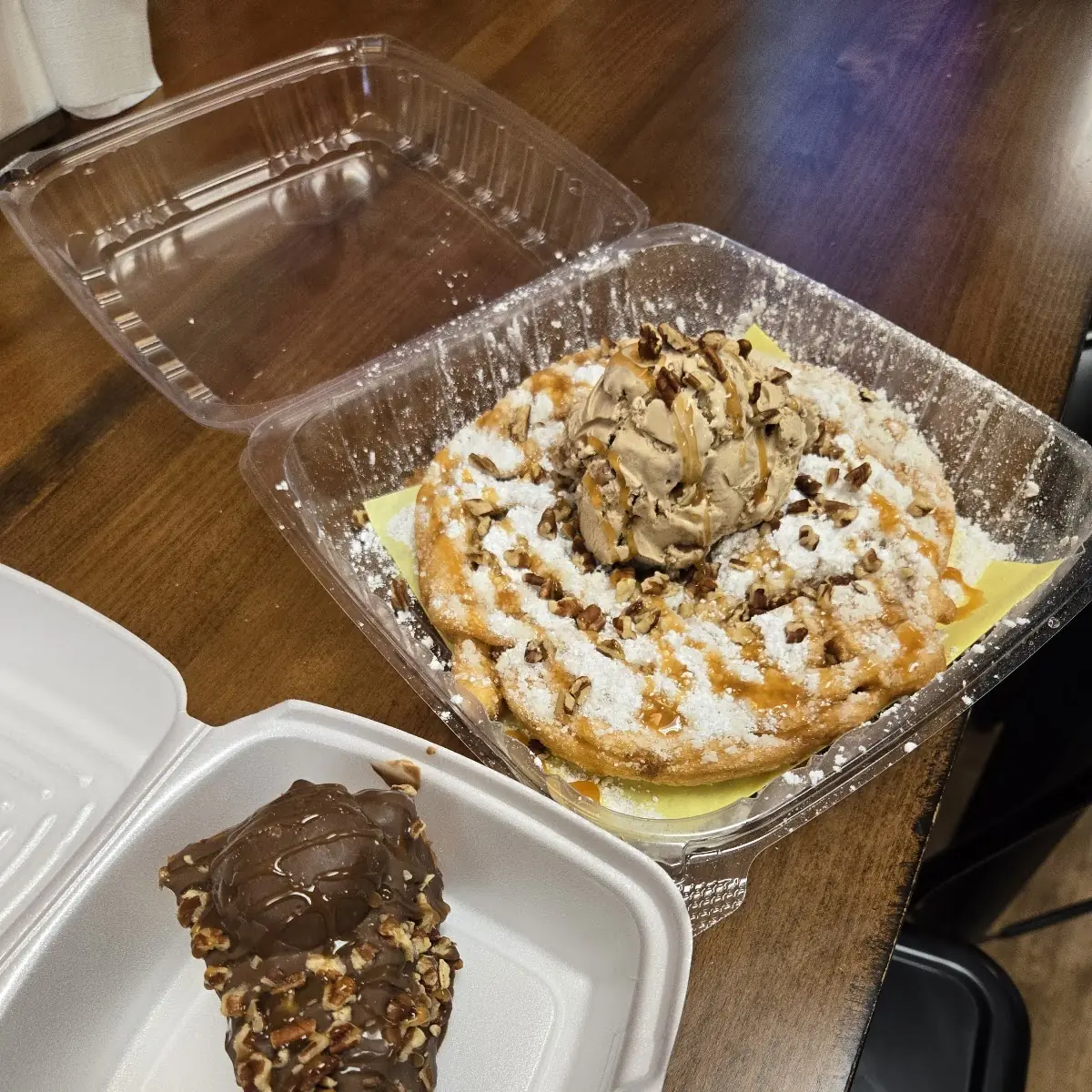 Pecan Praline Funnel Cake and Cheese Cake