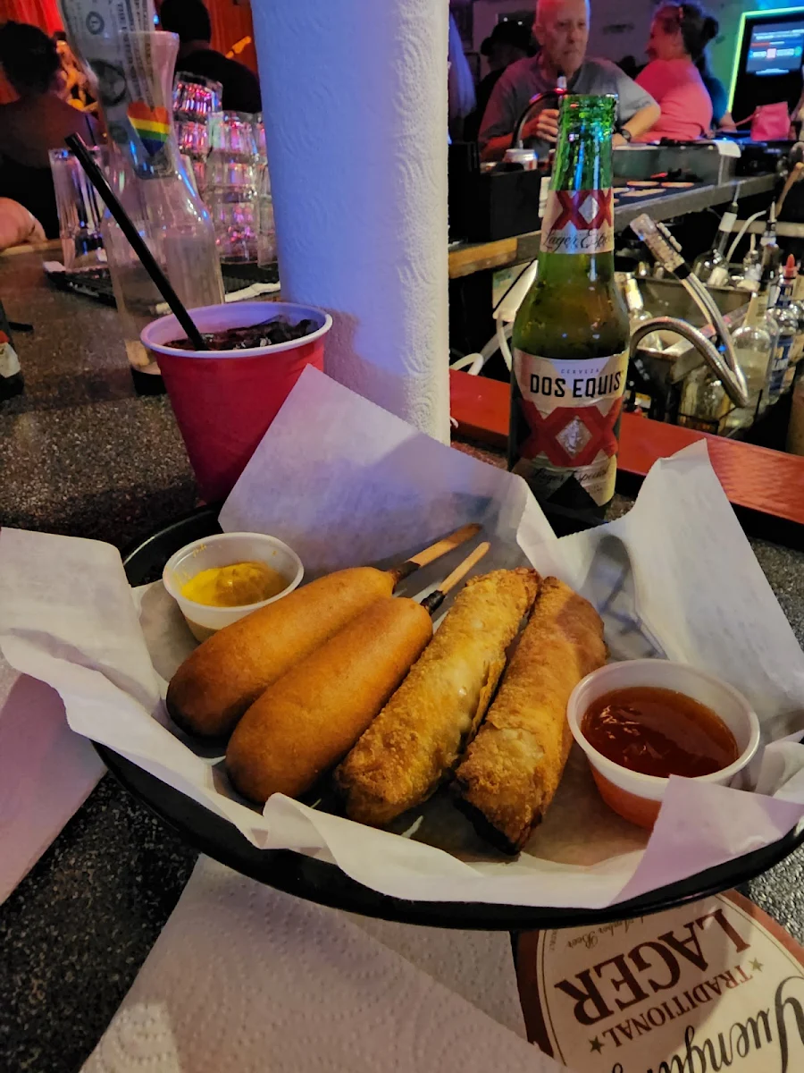 Corn Dog and Egg Rolls