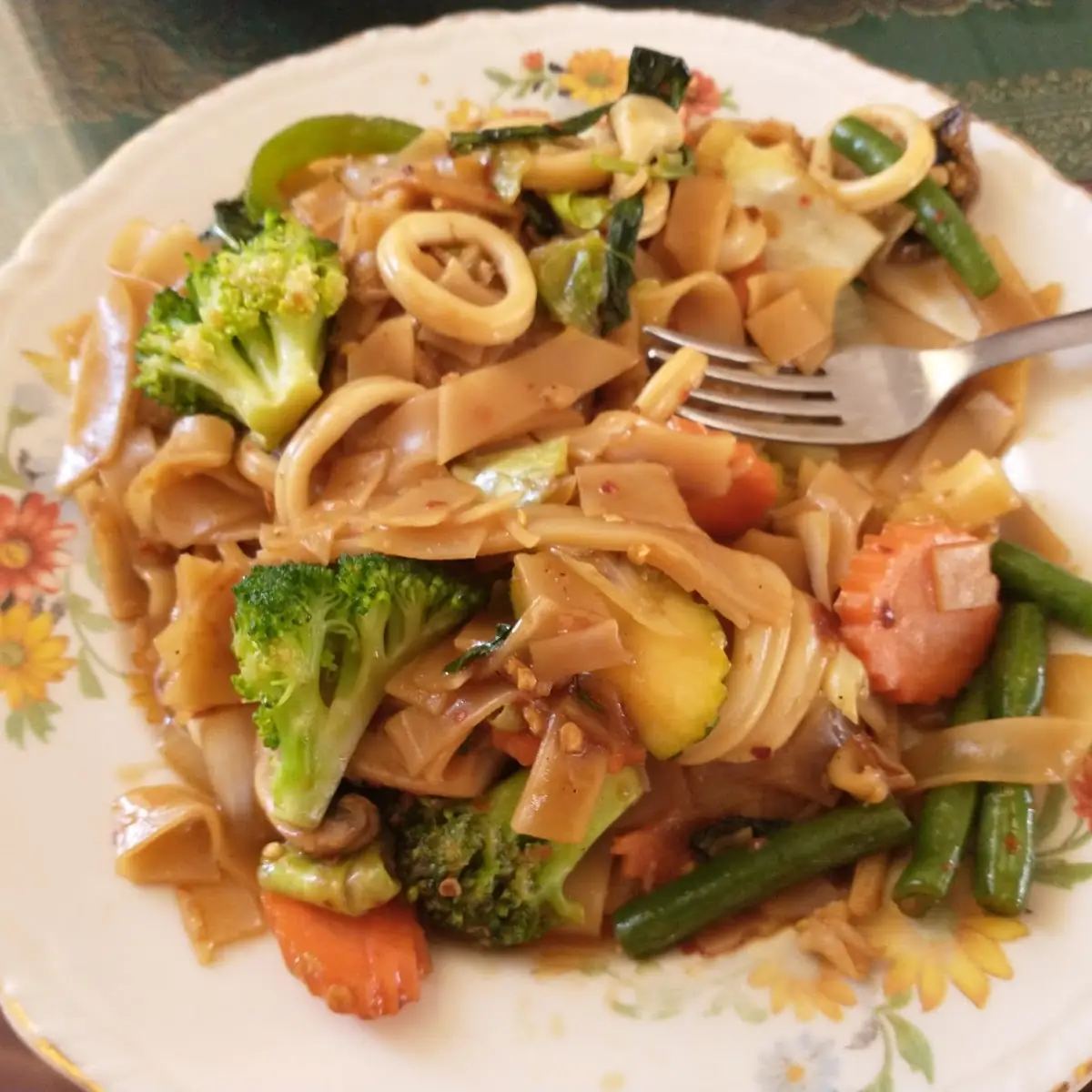 Pad Kee Mao with Squid