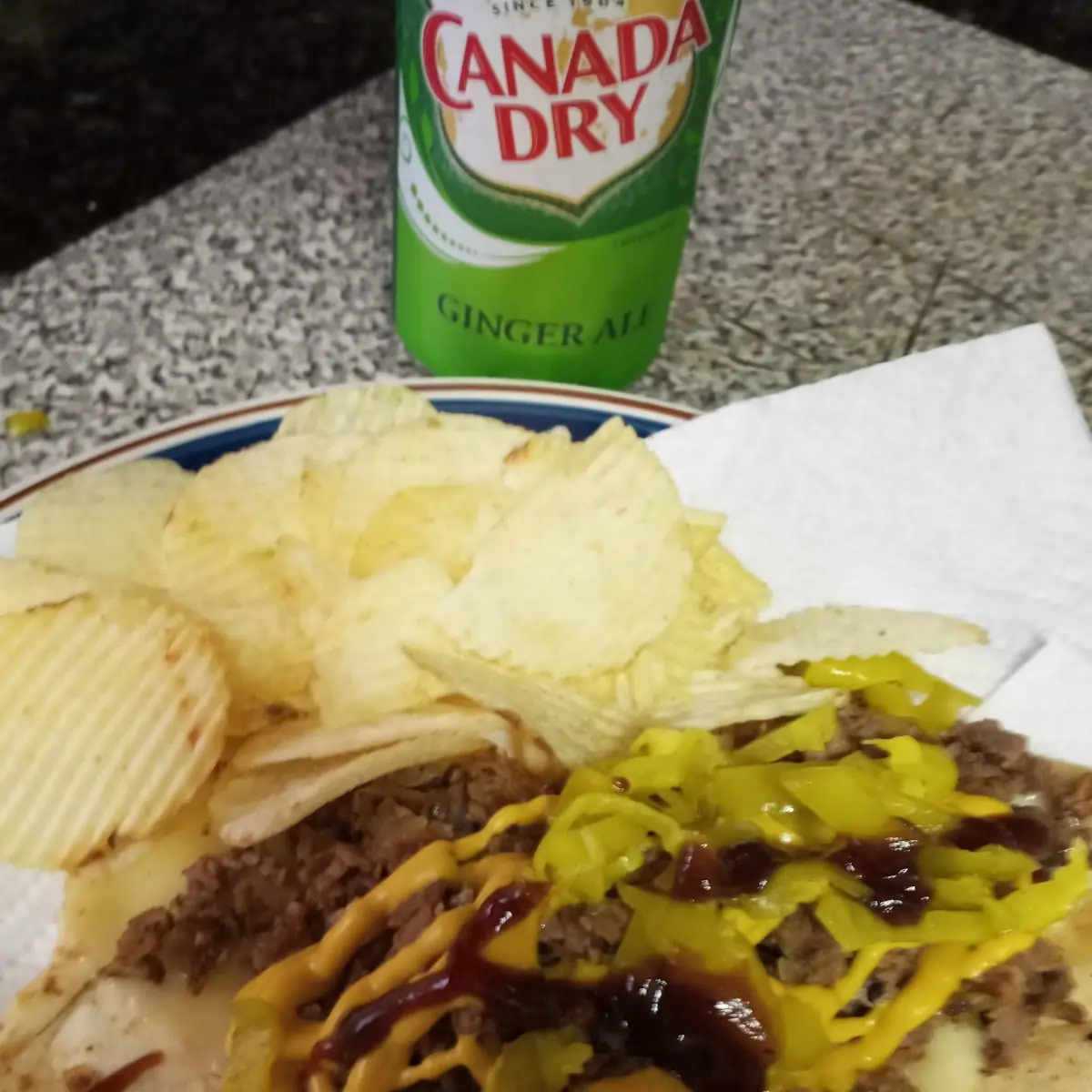 Peppers Sada Tacos Mustard and Chips and Cheese