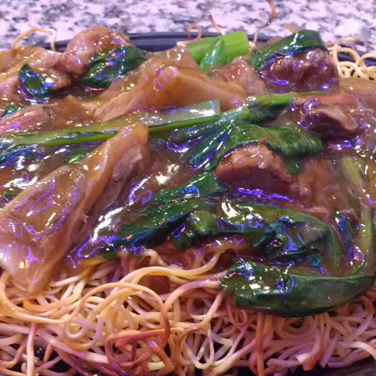 Beef with Chinese Vegetables Crispy Noodles
