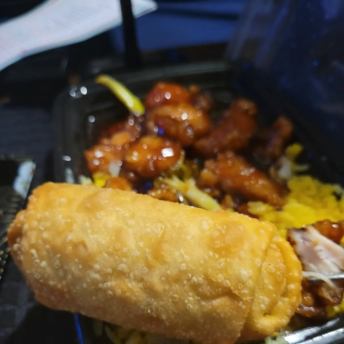 Combination Platter General TSO's Chicken with Egg Roll