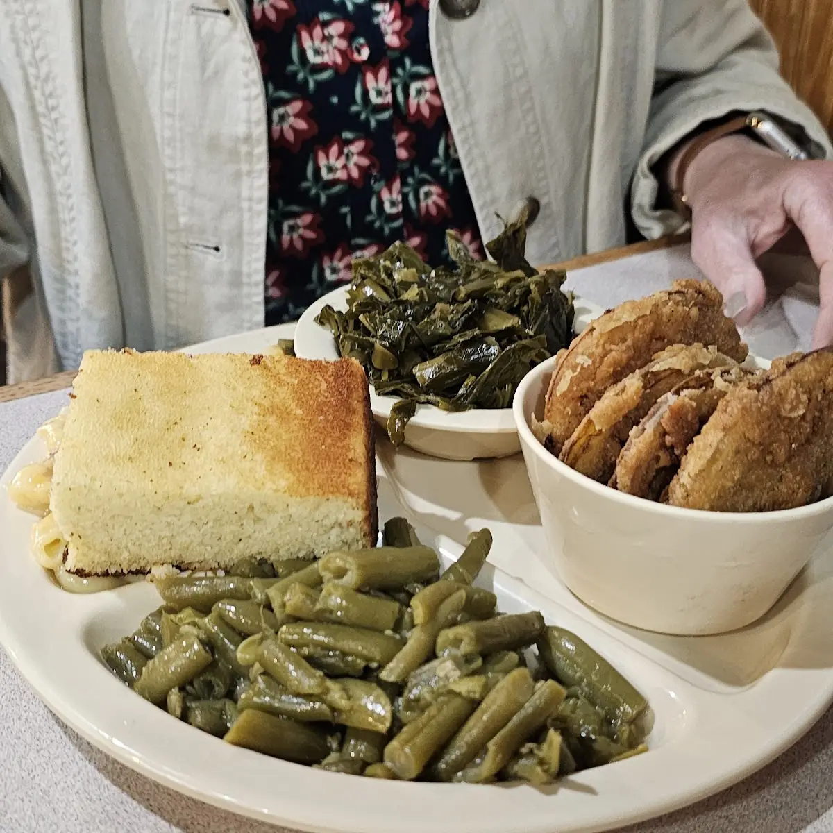 Greens Fried Green Tomatoes Green Beans and Corn Bread