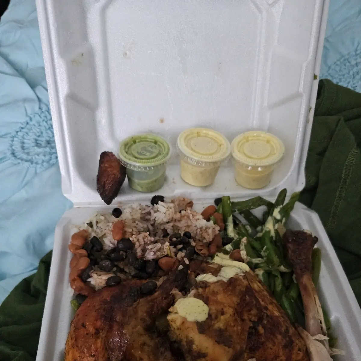Half Roasted Chicken Fried Rice and Vegatables