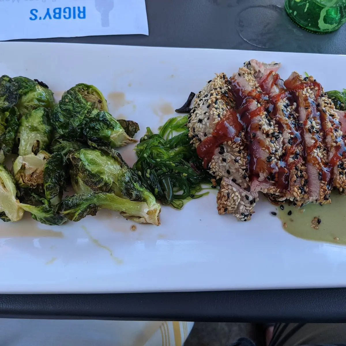 Sesame Crusted Seared Ahi with Roasted Brussels Sprouts