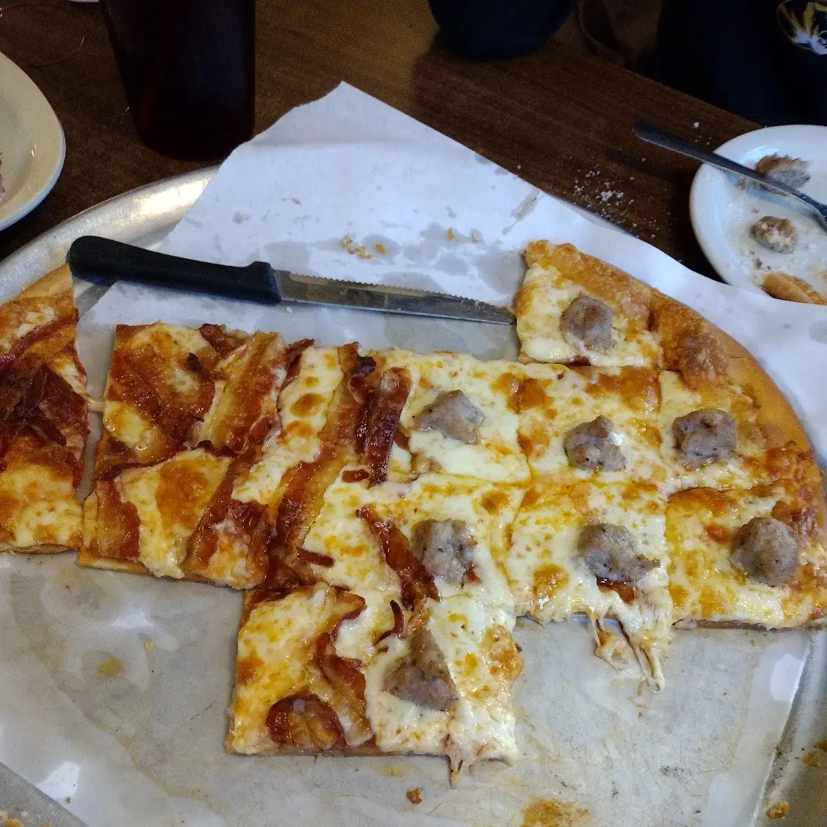 Half Bacon Half Sausage Pizza