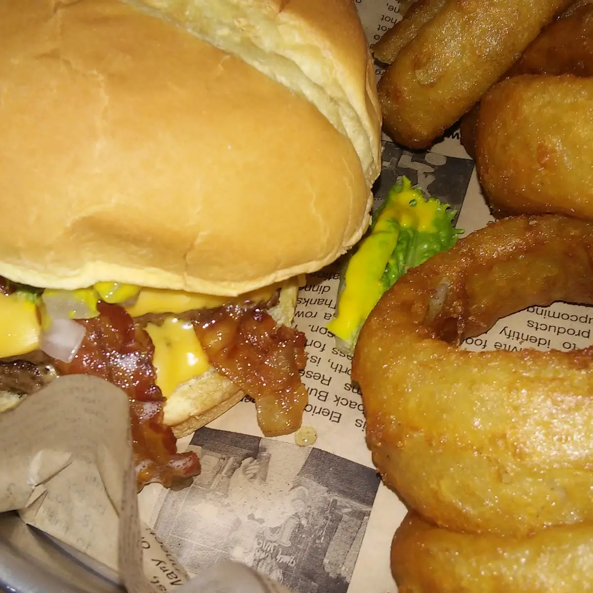 Double Bacon Cheeseburger and Onion Rings