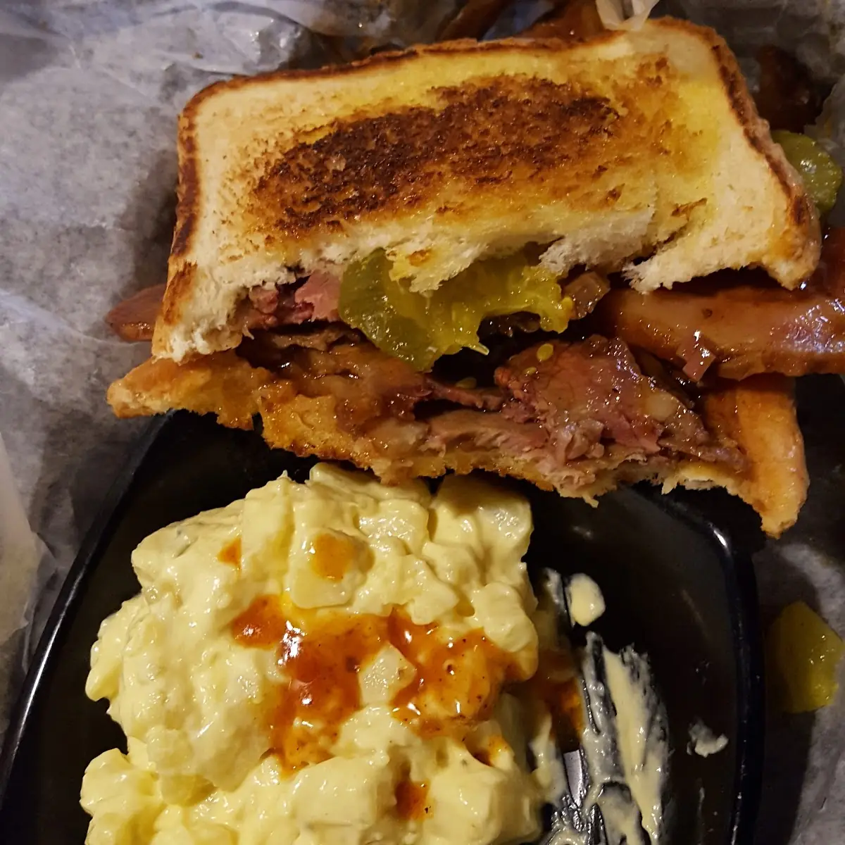 Brisket Sandwich and Potato Salad