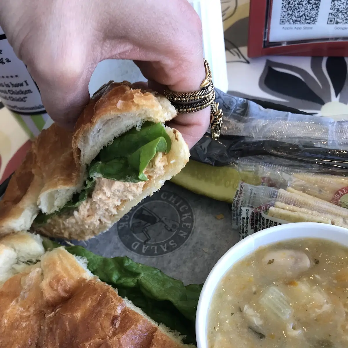 Crescent Sandwich with Chicken Noodle Soup