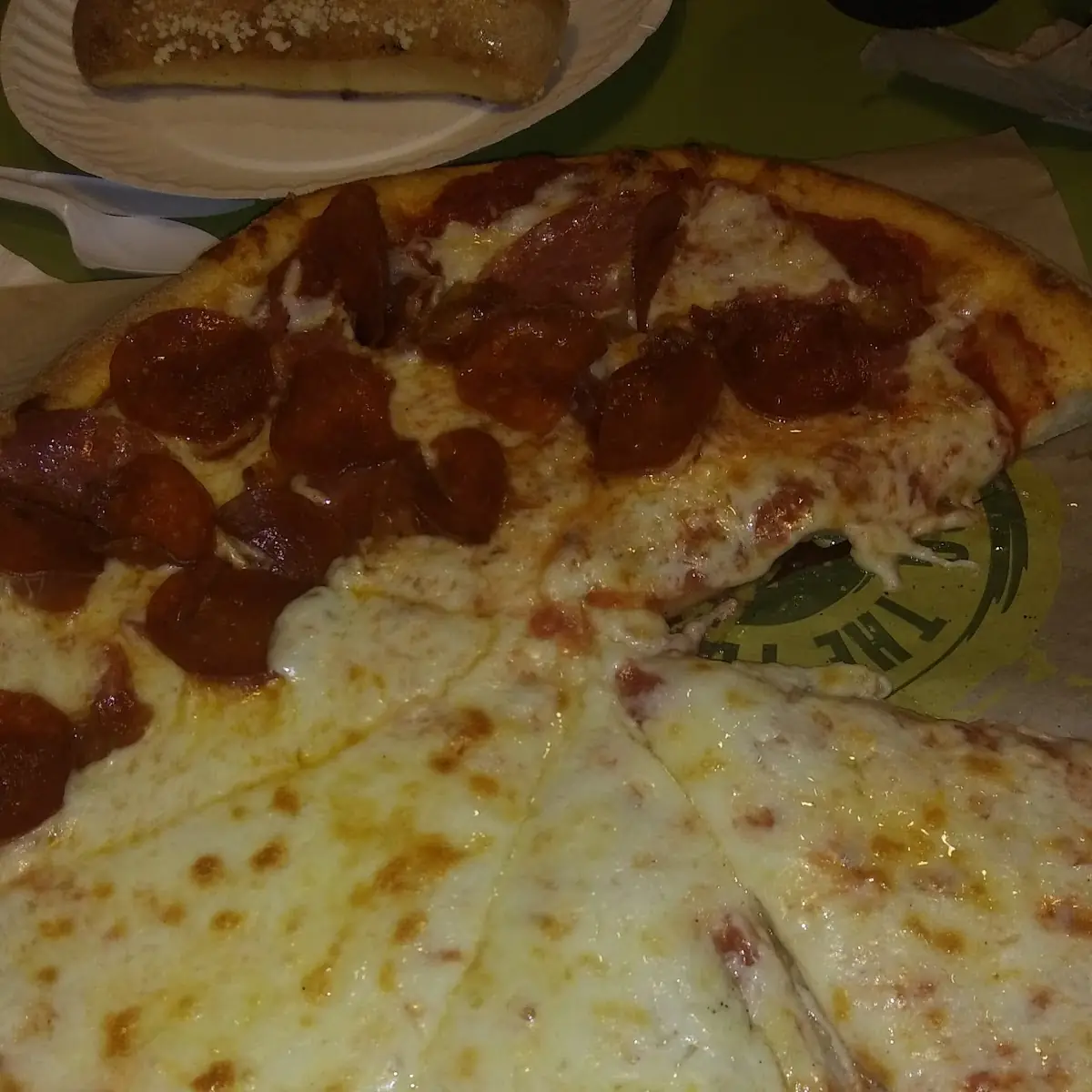 Half Cheese Half Pepperoni Pizza