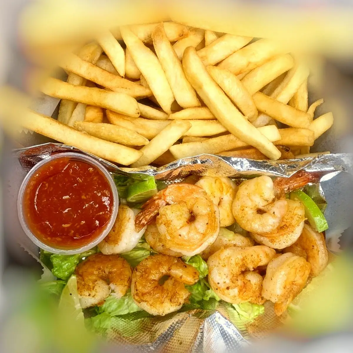 Grilled Shrimp with Fries