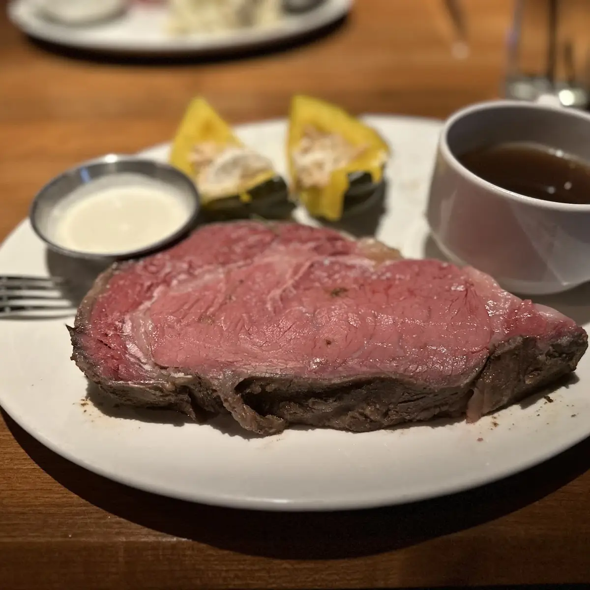 Medium Rare Prime Rib with Broccoli