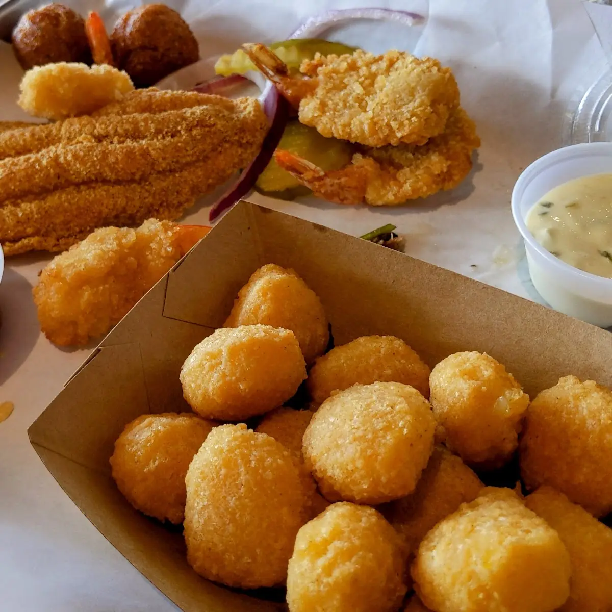 Fried Catfish and Shrimp with Corn Nuggets