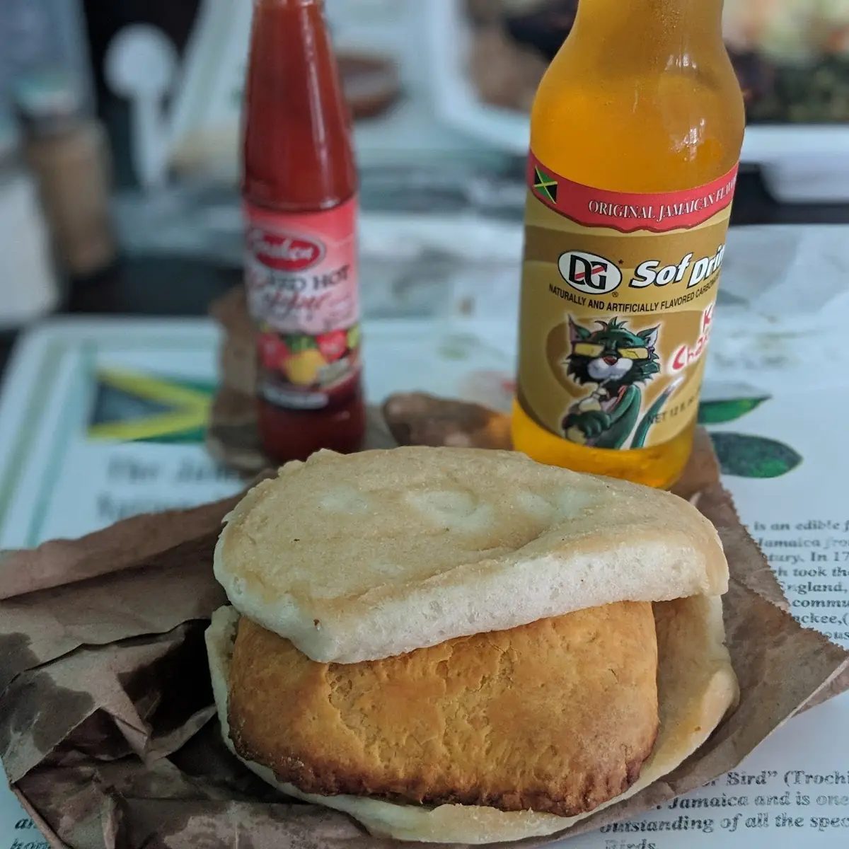 Jamaican Patty with Coco Bread and D&G Soda