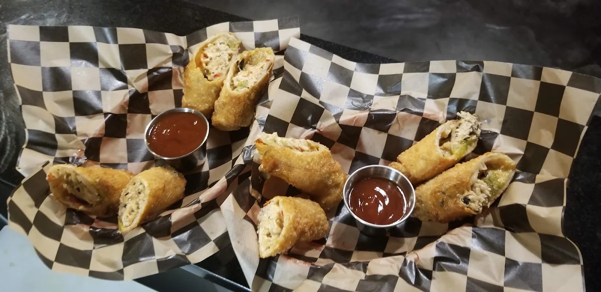 Chicken Cheesesteak Eggrolls with Housemade BBQ Sauce