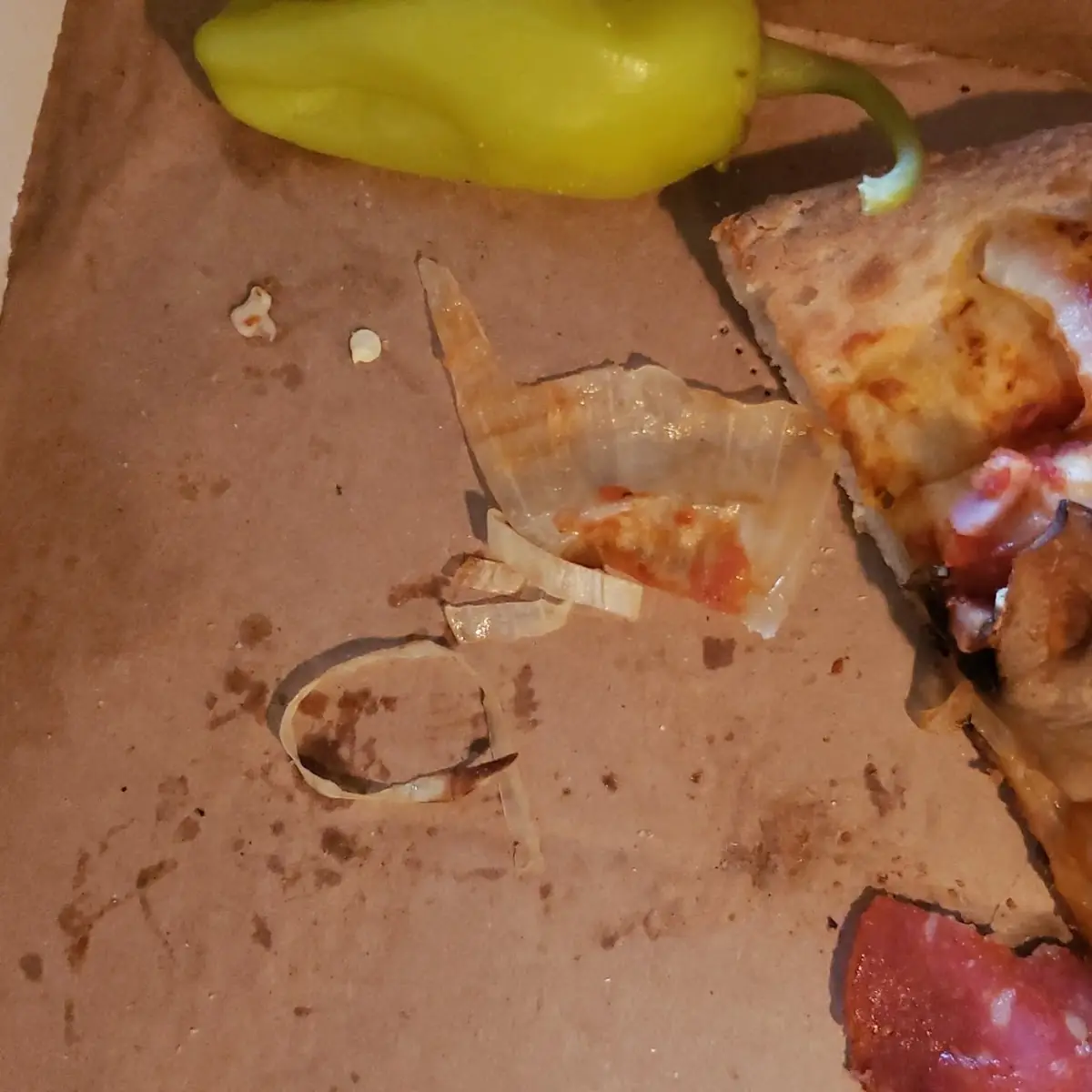Onion Peels on Supreme Pizza