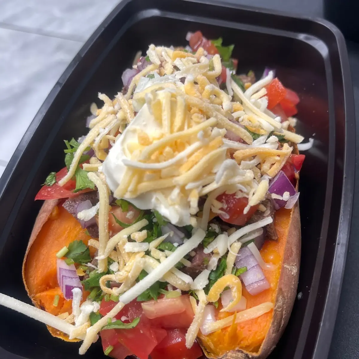 Loaded Steak Baked Sweet Potato