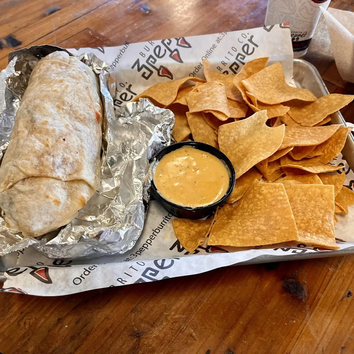 Chicken Burrito and Chips