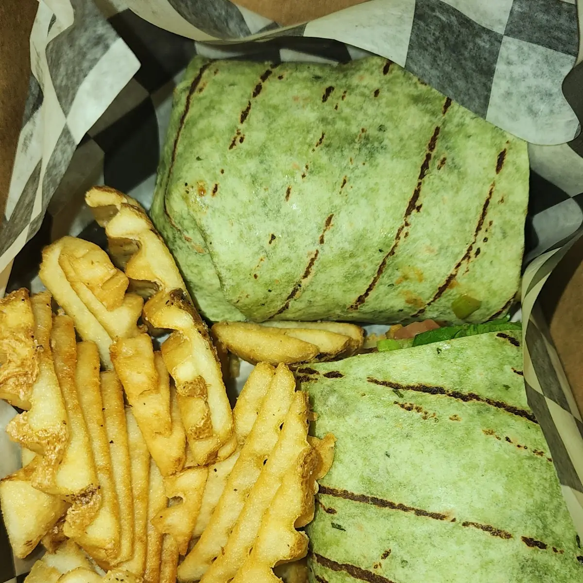 Chicken Wrap with Waffle Fries