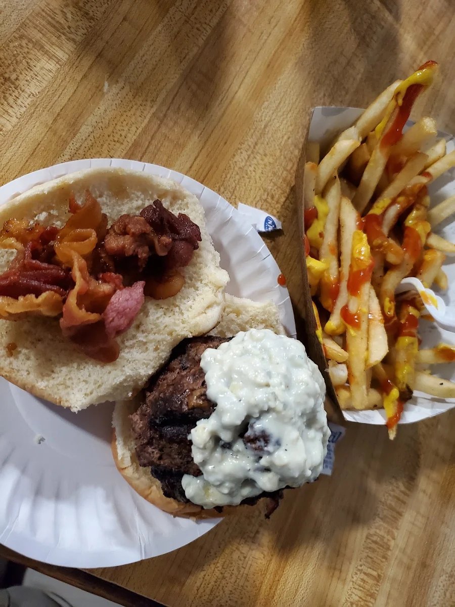Roquefort with Bacon Burger and Fries