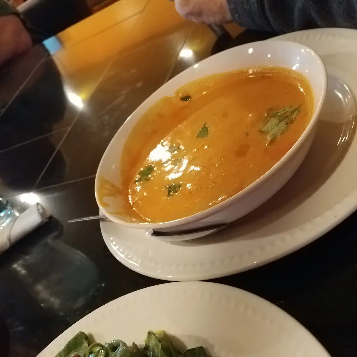 Lobster Bisque and Spinach Salad