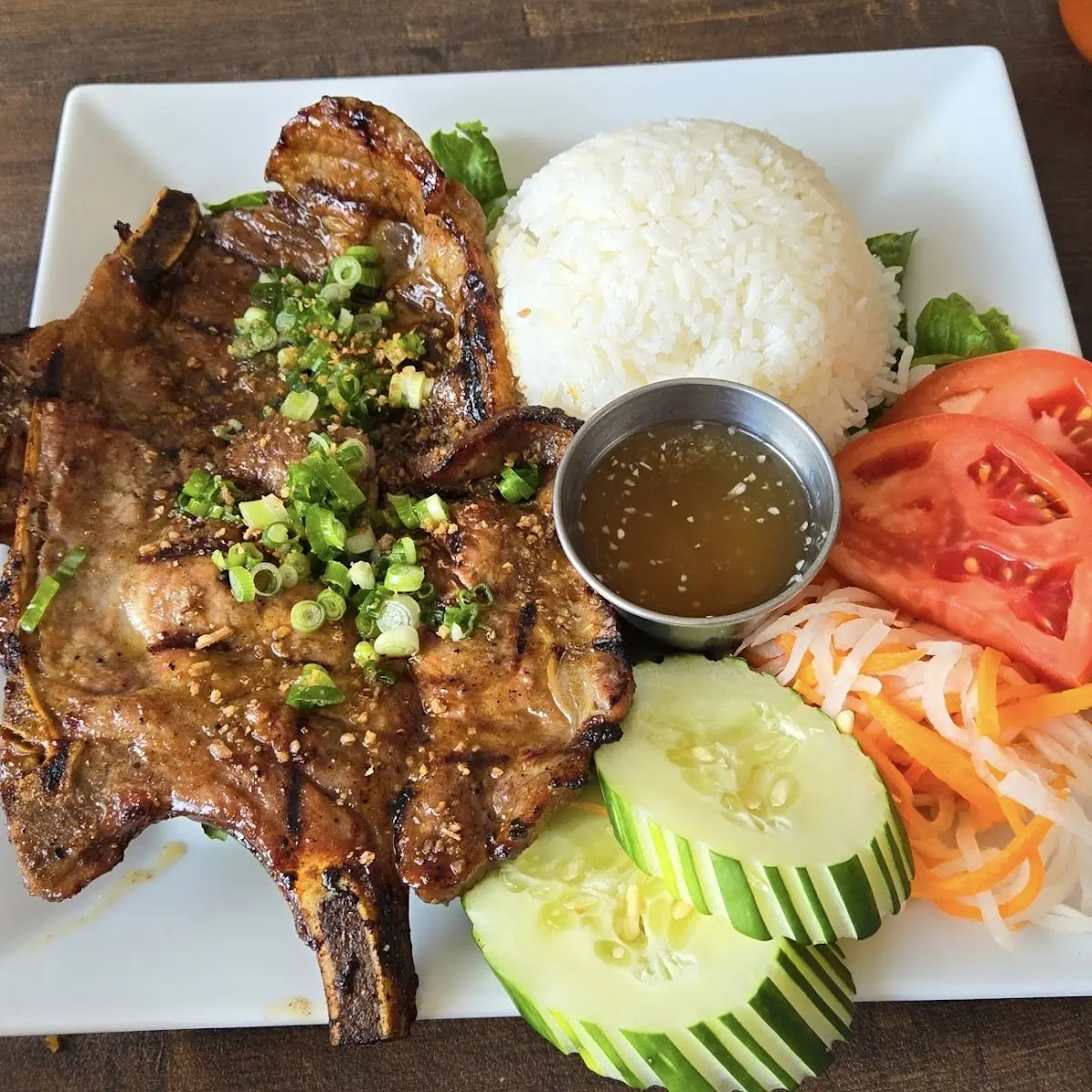 Grilled Rice Platter with Pork Chops
