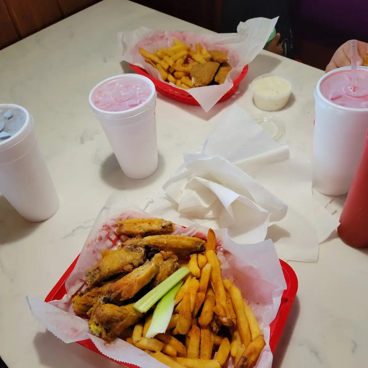 Lemon Pepper Chicken Wings and Fries