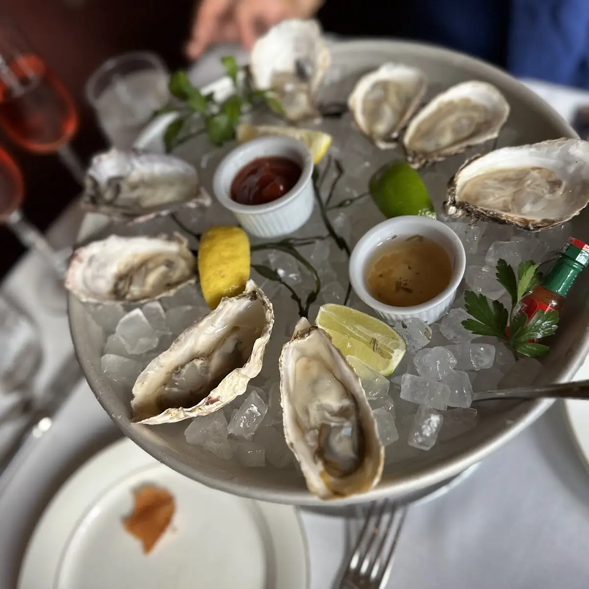 Oysters on Ice with Condiments