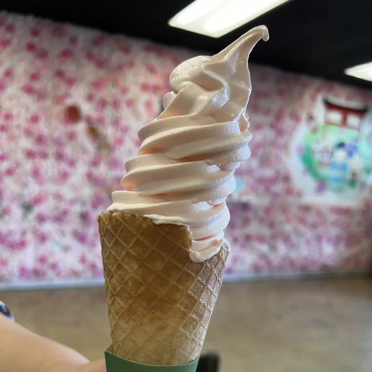 Seasonal White Peach Ice Cream Cone