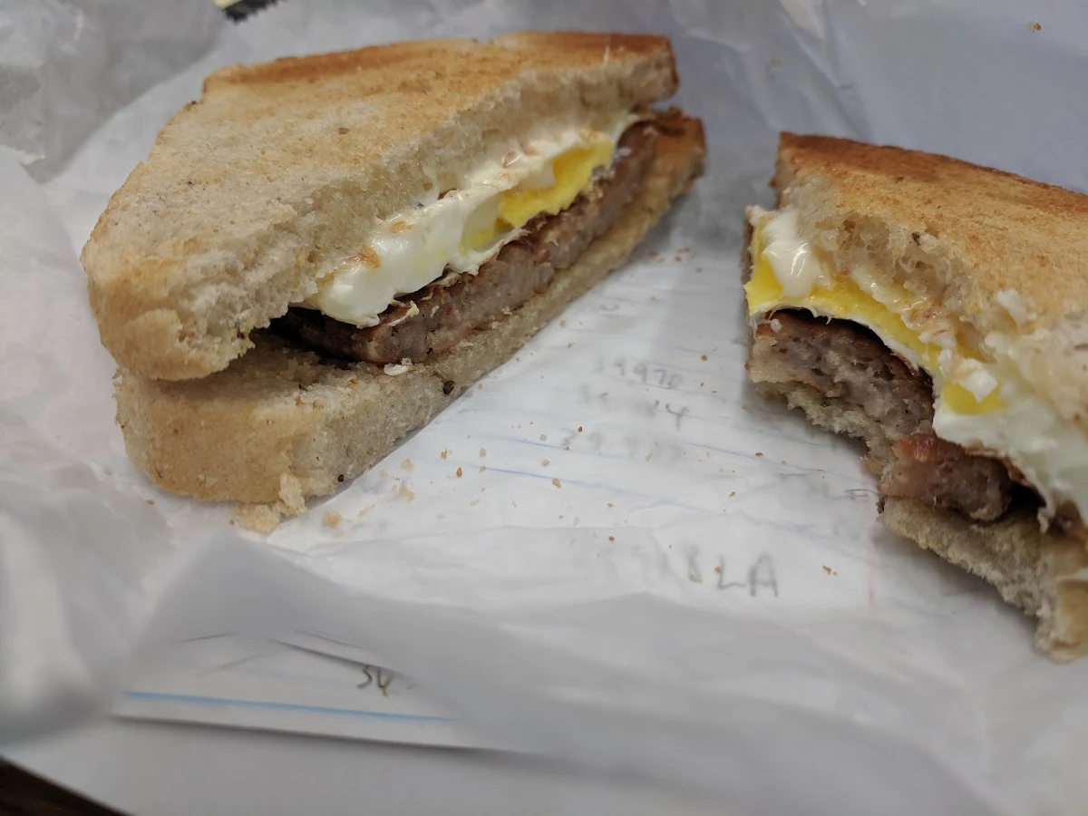 Sausage Egg and Cheese on Rye