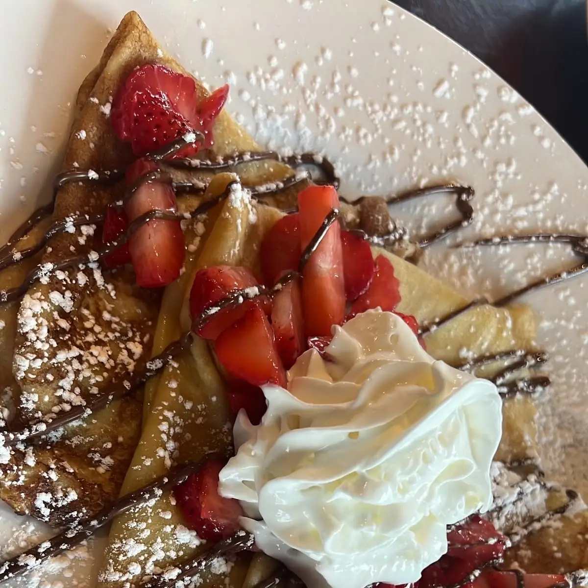 Crepes Rice Pudding & Strawberries