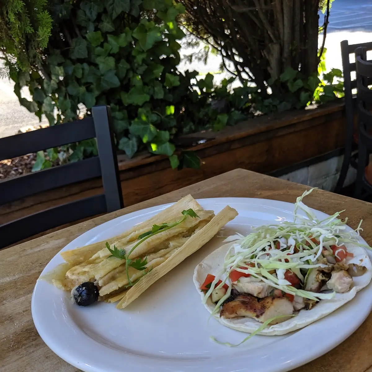Tamale and Chicken Taco