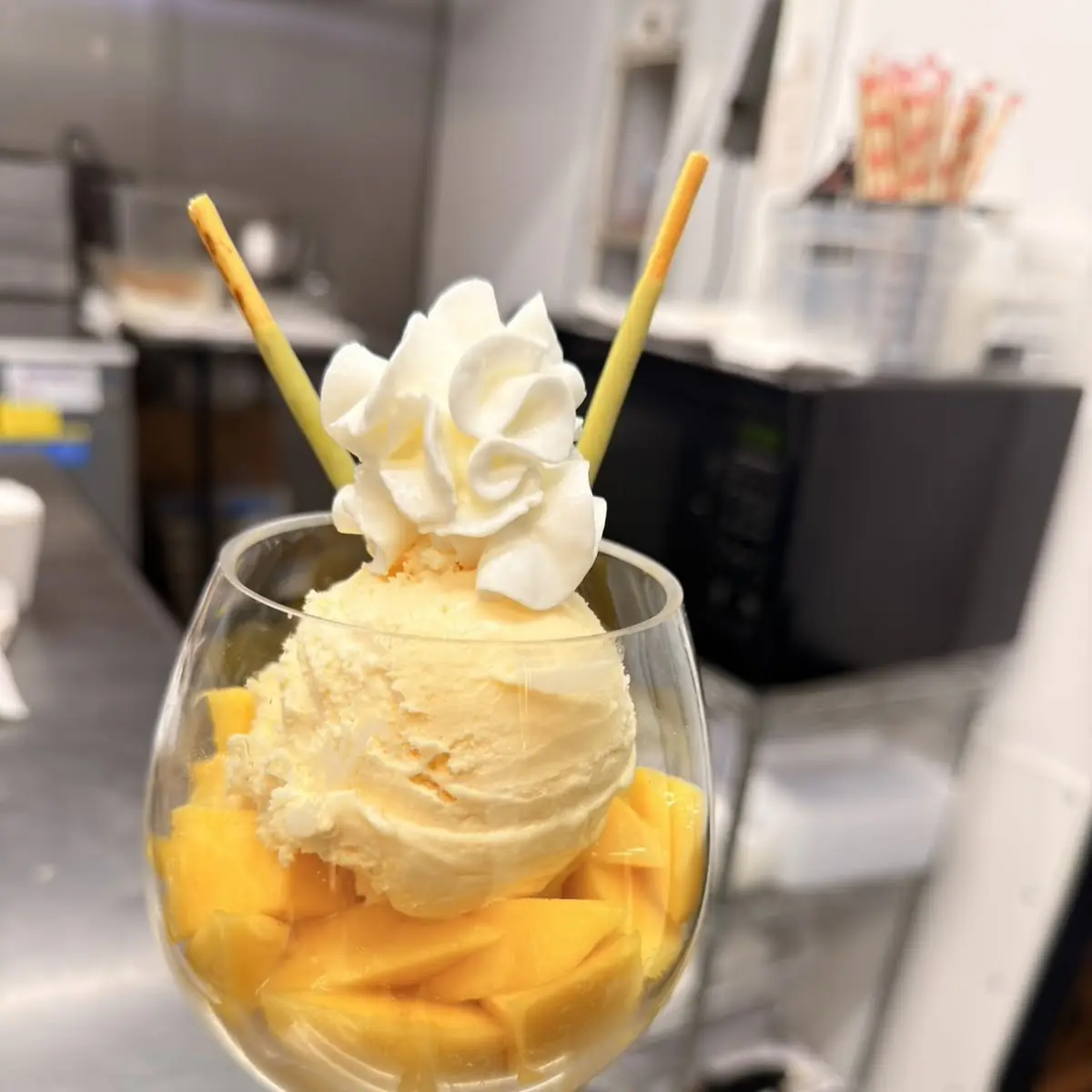 Mango Sticky Rice with Ice Cream
