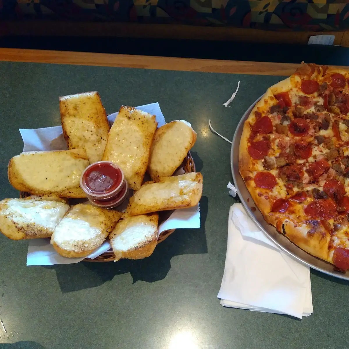Garlic Bread and Pepperoni and Sausage