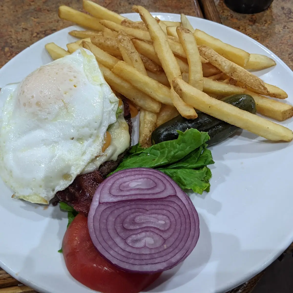 Maple House Burger with an Egg on Top