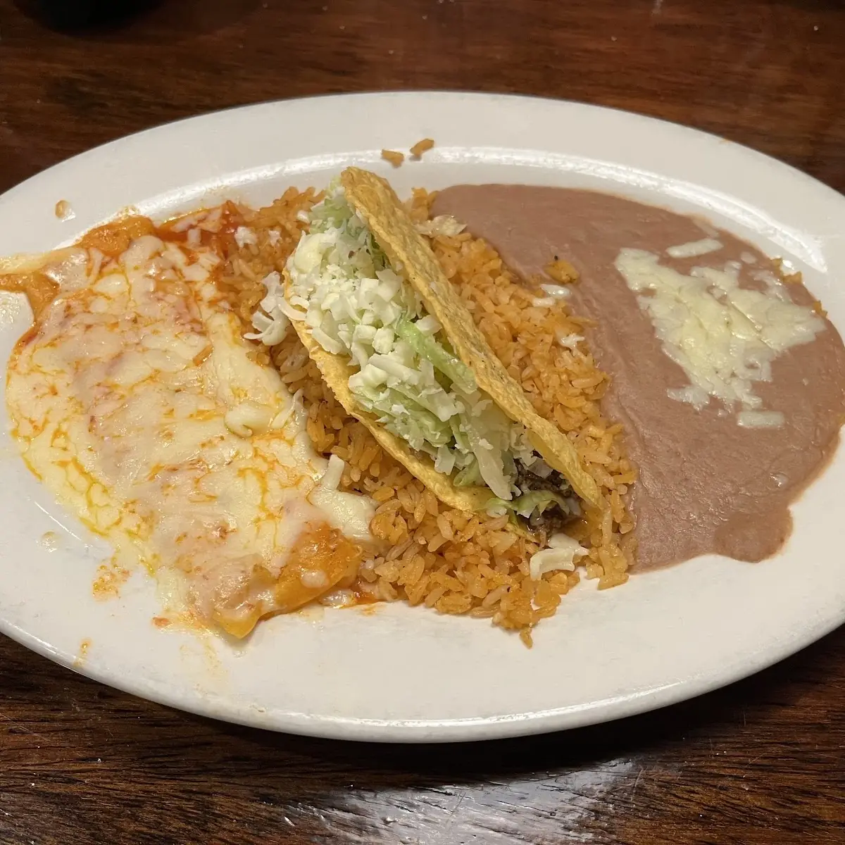 Cheese Enchilada and Taco Plate