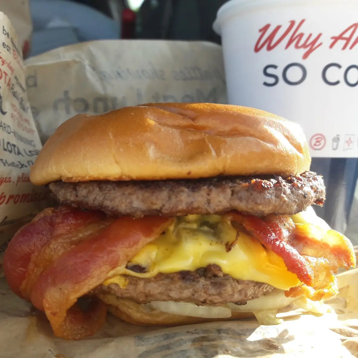 Double Cheeseburger with Green Chile & Bacon